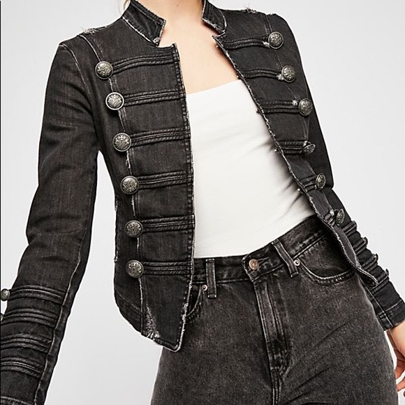 black denim military jacket